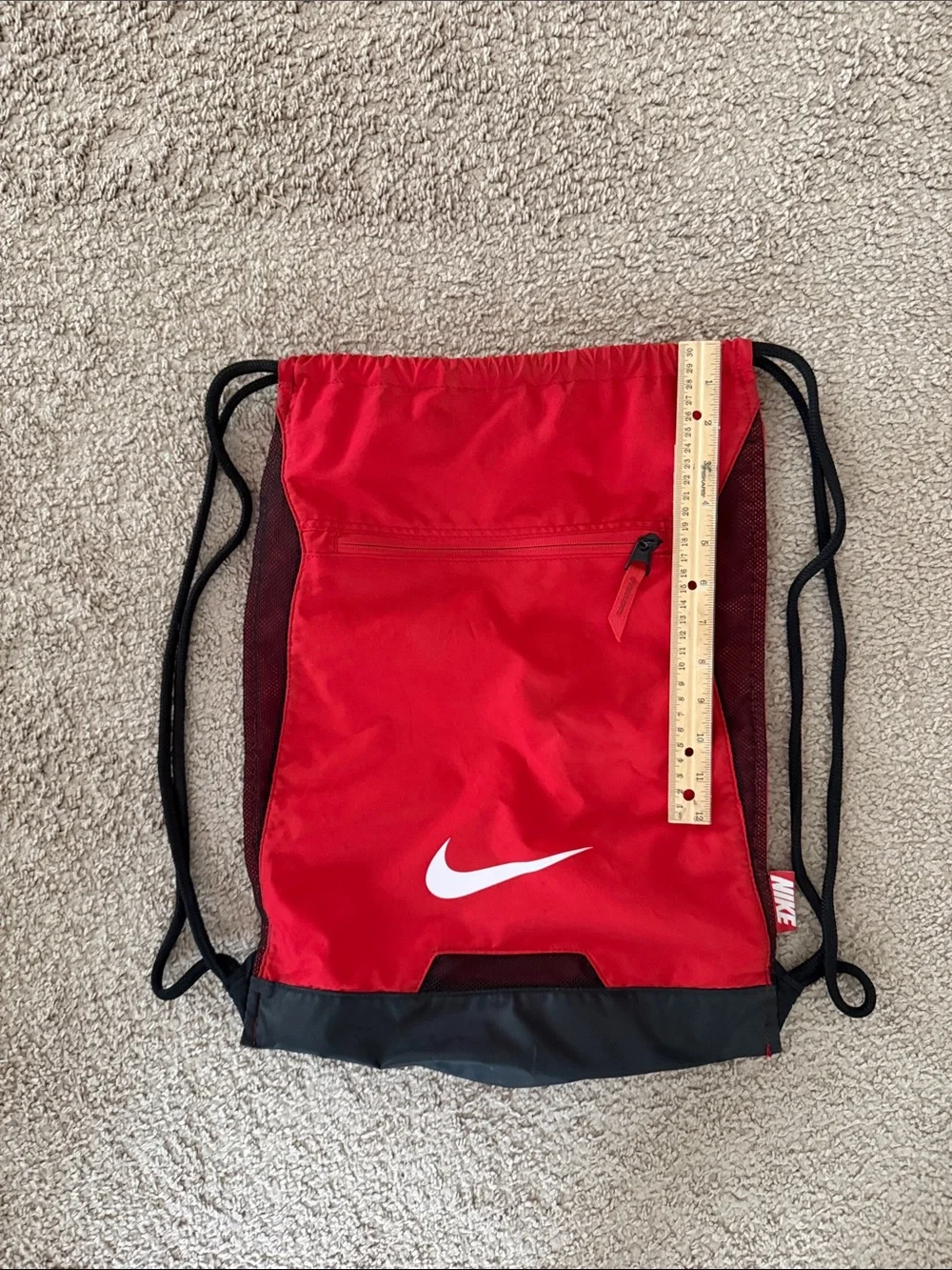 Nike Red Drawstring Sports Sack with White Swoosh